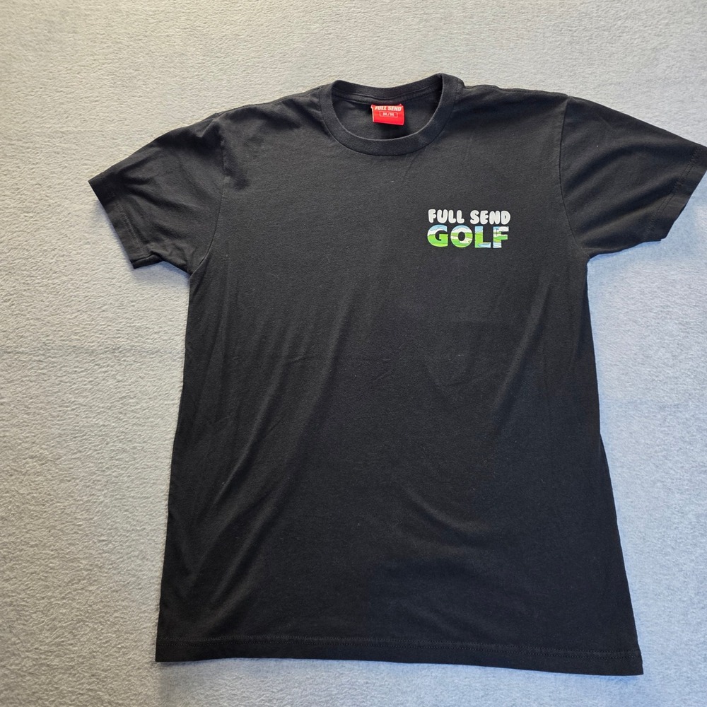 Full Send Golf T-Shirt Mens Medium Black Graphic Short Sleeve Crewneck‎ RN162361